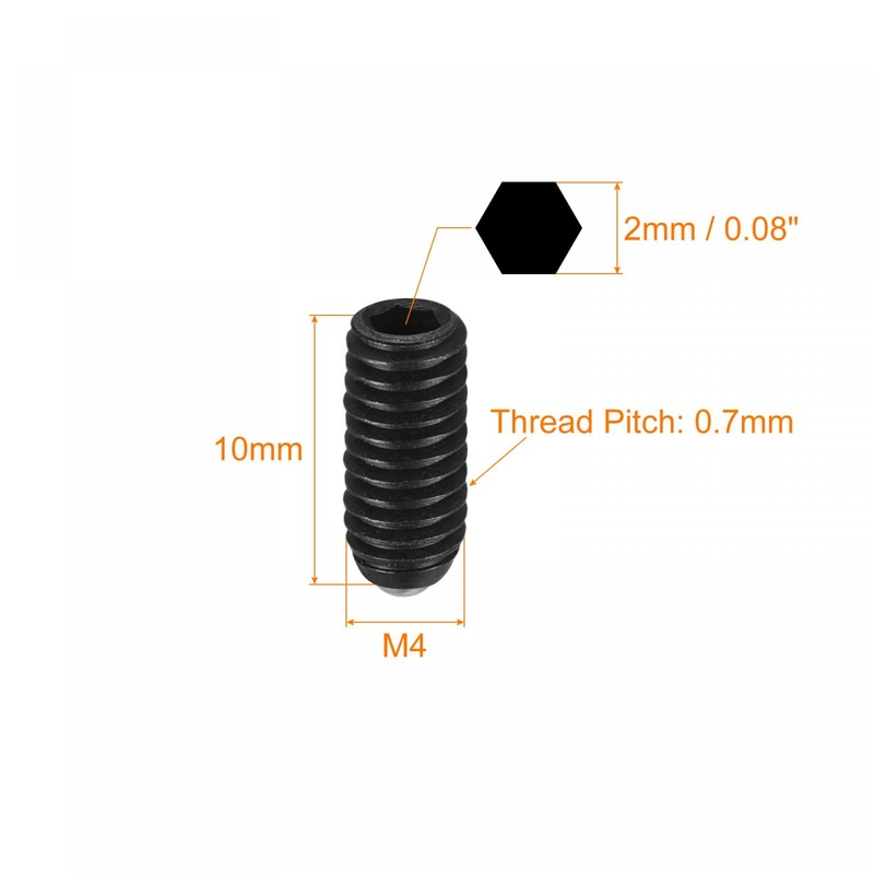 sourcing map Grub Screws with Ball Head M4 x 10