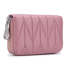 Meowoo Credit Card Holder RFID Blocking Genuine Leather Mini Credit Card Wallet Purse with Zipper for Women Men