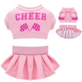 CuteBone Olympic Pet Cheerleader Costume Two Piece Cheer Dog Dress Pink Clothes - Sports Outfit for Dogs & Cats - Comfortable, Stylish, Easy to Wear - Great for Game Days, Parties and Photos LLD01M