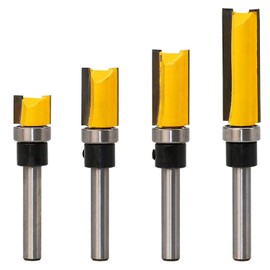 1/4 Inch Shank Pattern Flush Trim Router Bit Set - Carbide Template Top Bearing Router Cutter, 4 Sizes Straight Hinge Mortising Wood Milling Cutter Router Bit Tool for Woodworking Light Work