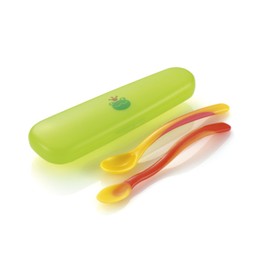 Richell Cutlery "Odekake Lunch-kun" (Lunch on the go) Baby Food Spoon Set (with case) Soup spoon: 6.3 x 1.0 inches (16.1 x 2.5cm) Baby food spoon: 6.1 x 1.0 inches (15.4 x 2.6cm)