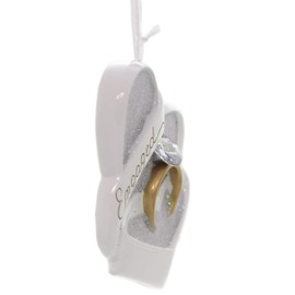 Engaged Heart Shaped Box and Ring with Gem Christmas Ornament