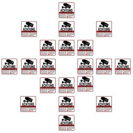 20 Video Surveillance Stickers 5 x 5 cm (Pack of 20)