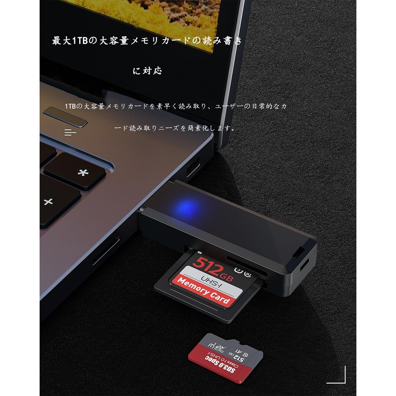 USB 3.0 SD Card Reader, Ultra Small SD/TF Reader, 2-in-1
