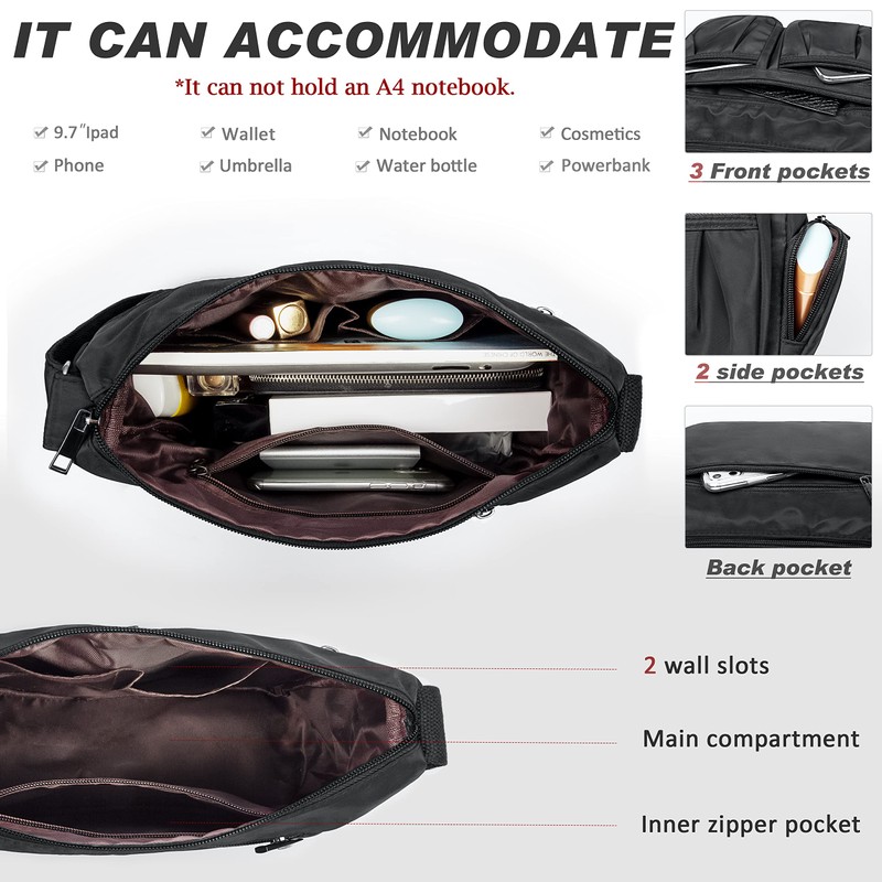 Crossbody Bag for Women Nylon Shoulder Bag Women Water Resistant