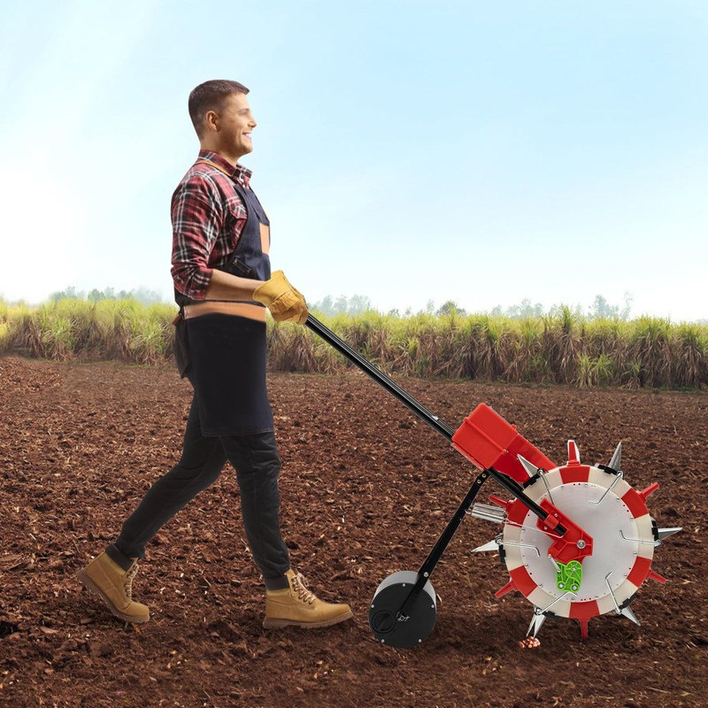 Manual Seeder Hand-Push Garden Seeder, Garden Push Seeder Walk-Behind Row