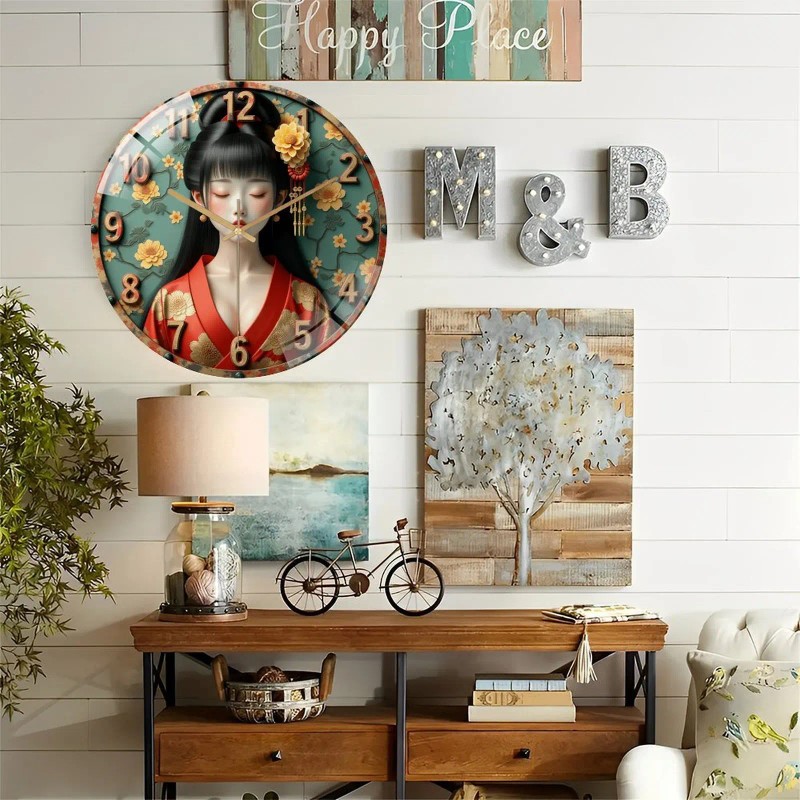 Large 12 Inch Glass Wall Clock with Extended Battery Life