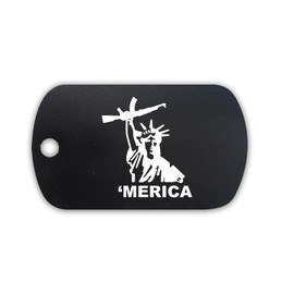 RDW Lady Liberty Gun Merica Aluminum Keychain GI Dog Tag - Black