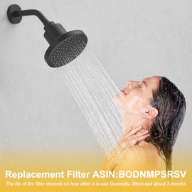 BESy Round Filtered Shower Head Shower Water Softener with High Output Shower Filter for Hard Water for Remove Chlorine and Harmful Substances Matte Black