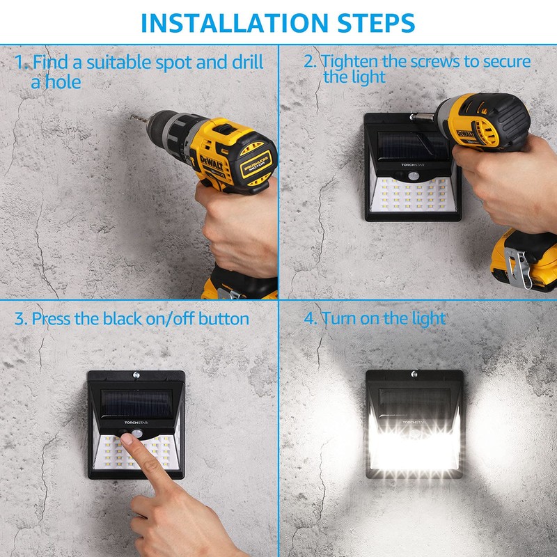 TORCHSTAR 8-Pack 40 LED Solar Lights Outdoor, Waterproof Solar Motion