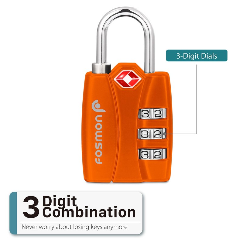 Fosmon TSA Accepted Luggage Locks (4-Pack), Open Alert Indicator TSA