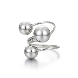 Winssigma Adjustable Chunky Rings for Women, Bold Thick Rings Statement Rings Three Balls Ring Minimalist Simple Rings(Silver Ball)
