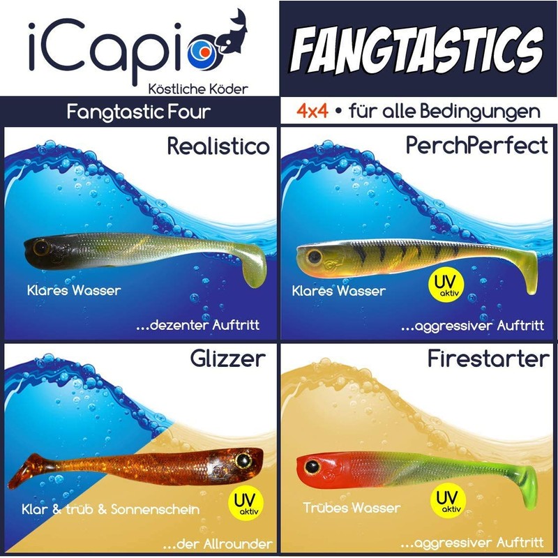 iCapio Fangtasics Bundle Tasty Shrimp, Fishing Lure for Bass, Pike