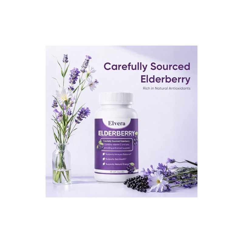 Elvera Gut Support Complex - Organic Black Elderberry Soft Capsules