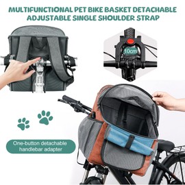 Yallmie Bicycle Dog Front up to 5 kg, 37 x 27 x 40 cm Foldable Bicycle Basket Front Bicycle Basket Dog Basket Backpack with Mesh Window Bicycle Basket Front for Small Medium Dogs and Cats (Orange)