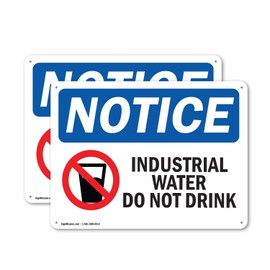 (2 Pack) Industrial Water Do Not Drink OSHA Notice Sign 10 Inch X 7 Inch Plastic Sign, Weather Resistant, UV Protected for Workplace, Business, and Construction Site, Made in the USA
