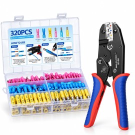 Amliber 320PCS Heat Shrink Bullet Connectors with Wire Crimper, 22-10 AWG