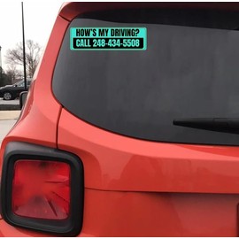 How's My Driving Call 248-434-5508 Funny Rick Roll Sticker for Car, Bike, SUV, Truck, Helmet, Laptop, Water Bottle, Notebook, Decal Window, Bumper Vinyl Waterproof Sticker 5 inch (Design 2)