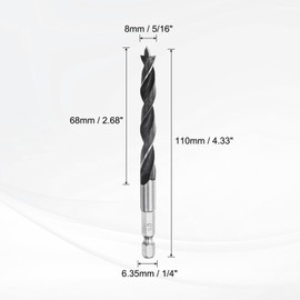 HARFINGTON 17pcs Brad Point Drill Bits Set 5/16" Dia High Carbon Steel Spiral Wood Twist Drill Bits with 1/4" Hex Shank for Drilling Softwood Hardwood Composite Wood MDF Plywood Particleboard