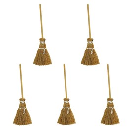 5Pcs Witch Broom, Miniature Broom Props Artificial Mini Broom Fairy Hopuse, Mini Straw Broom Fairy Micro Landscape Decoration Witch Broom Sweeping