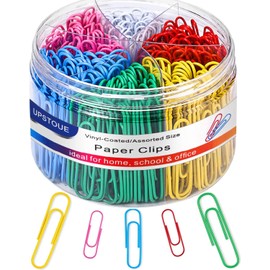 Vinaco Paper Clips Colorful, 400PCS Medium and Jumbo（1.3 inch & 2 inch） Paper Clips, Durable and Rustproof, Coated Large Paperclips Great for Office School Document Organizing (Multicolored)