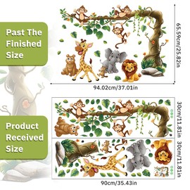 milaosk Wall Sticker Children's Room Wall Sticker Tree Forest Animals Elephant Monkey Giraffe Lion Bear Wall Sticker Wallpaper for Baby Room Toddler Room Bedroom Wall Decoration