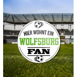 schilderkreis24 Football Magnet "Wolfsburg Fan" Decorative Fridge Magnet Item Sport Club Gift Idea Club Christmas Football Fan Lovers Enthusiasts 8 x 8 cm