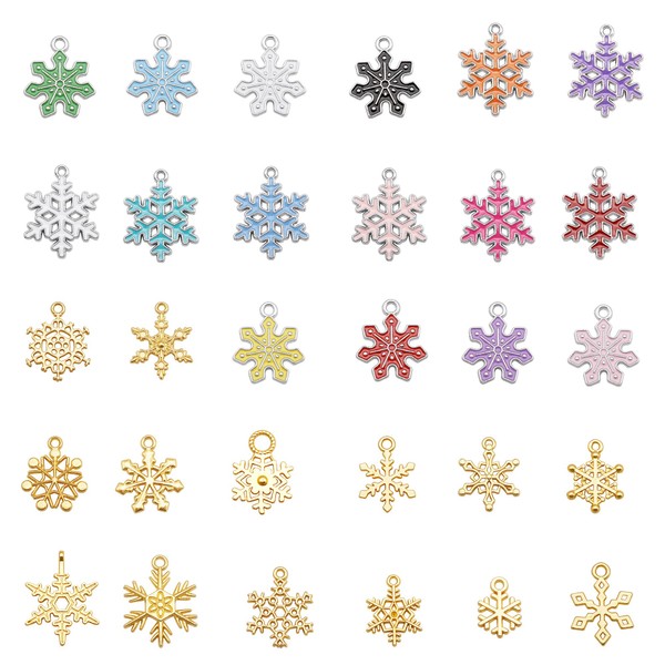 150 Pieces Christmas Snowflake Charms Assorted Silver Gold Plated Snowflake