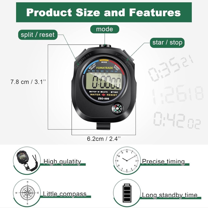 Fomatrade Digital Handheld Multi-Function Professional Electronic Chronograph Sports Stopwatch Timer