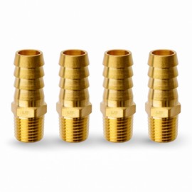 MAACFLOW Brass 1/4" Male NPT to 1/2" Hose ID Barb Barbed Fitting Adaptor Connector (Pack of 4)