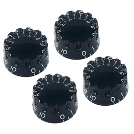 Vintage Forge Black Notched Speed Knobs Compatible with Gibson Les Paul SG Electric Guitar (Set of 4) Knurled Fits 24 Fine-Spline USA (Imperial) Split Shaft Pots NK24US-BLK4