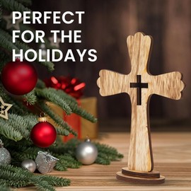 Juvale Wooden Cross Table Centerpieces - Baptism Decorations & Baptism Decor - First Communion Table Centerpieces - Pack of 3, 6 x 2 x 9 in, Brown