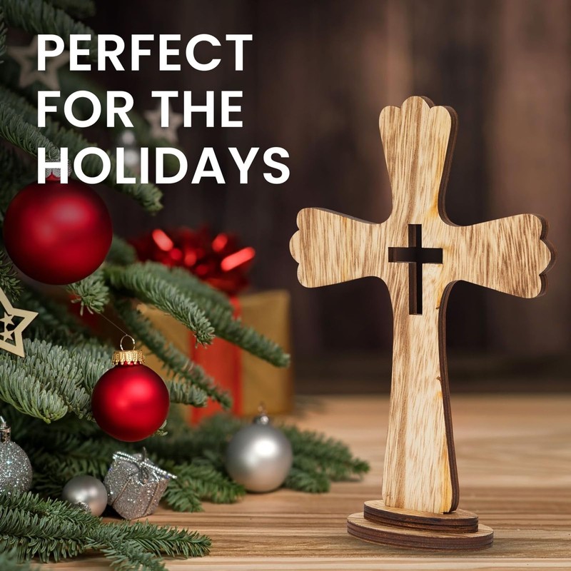 Juvale Wooden Cross Table Centerpieces - Baptism Decorations & Baptism