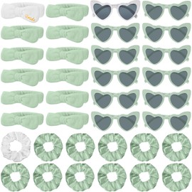 Geiserailie 36 Pcs Bachelorette Party Accessories 12 Bride Spa Headbands 12 Bridesmaid Scrunchies Ties 12 Bachelorette Sunglasses Bridesmaids Proposal Gifts for Wedding Party Favors (Green)
