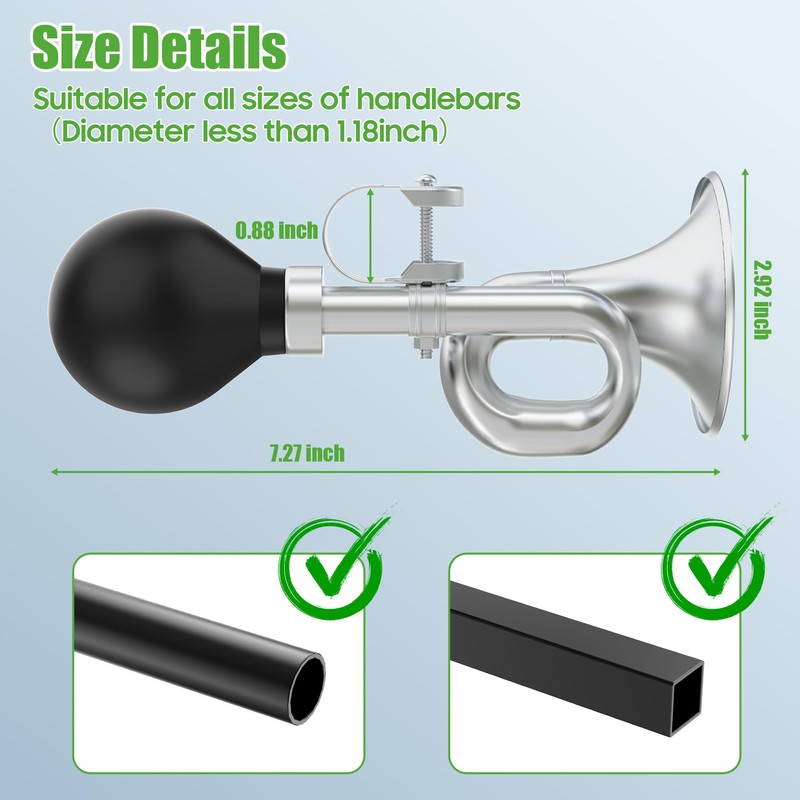 10L0L Golf Cart Bugle Horn, Retro Chrome Snail Air Horn