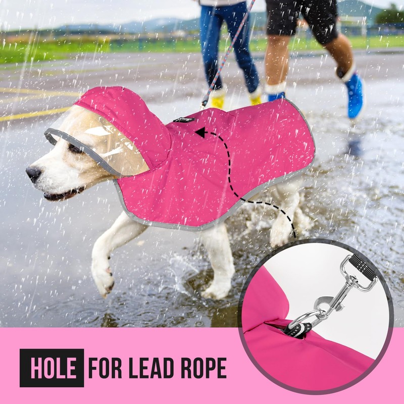 Lukovee Dog Raincoat, Adjustable Dog Rain Jacket with Clear Hooded