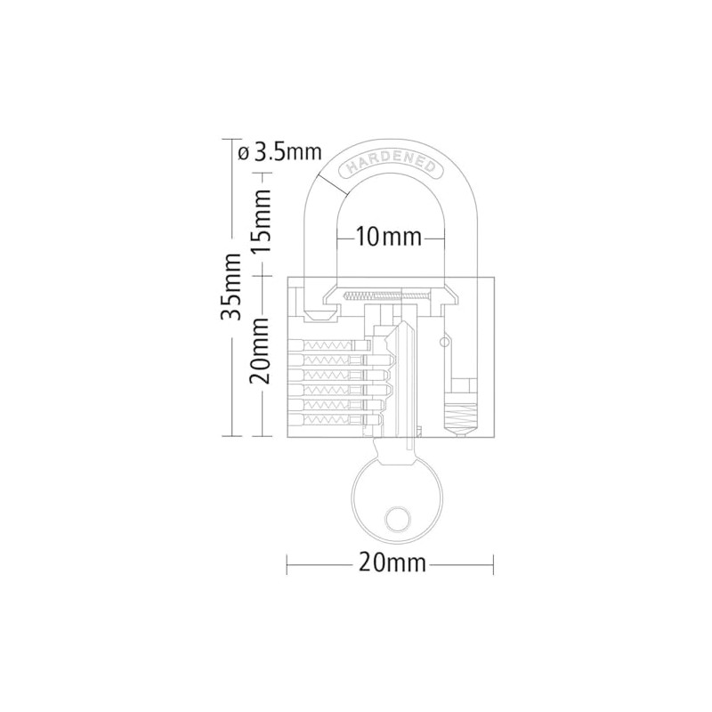 Kippen 2002AX 20mm Shackle Lock with Brass Housing
