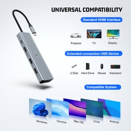 10 in 1 USB C Hub, TymypUSB C Adapter Docking Station, 4K HDMI for Mac Pro/Air with LAN RJ45, USB C 3.0, 100W PD, 2 USB A 3.0, 2 USB 2.0, SD/TF for Mac Pro/Air/Windows Surface Pro 7