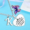 Inspirational Necklace with Initial You Are Awesome Necklace Butterfly Charm