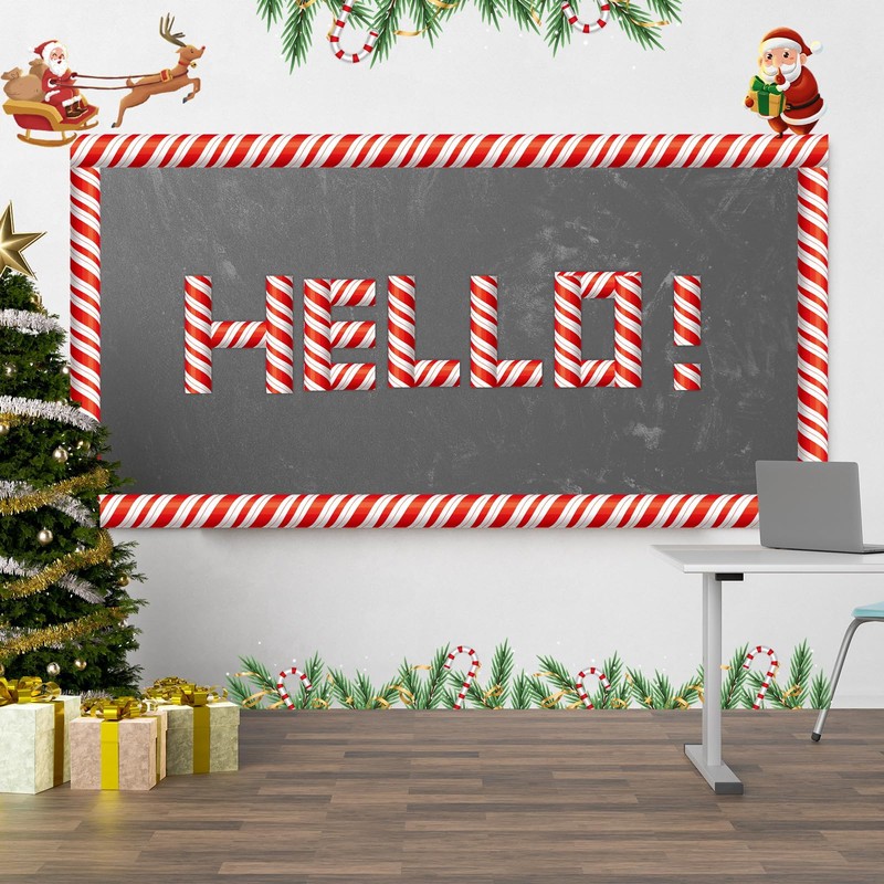 69ft Christmas bulletin board decorations, Peppermint bulletin Board Border Trim,
