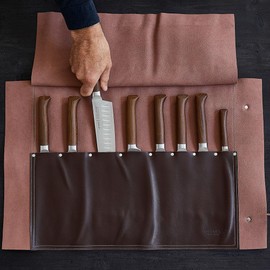 Opinel 8-Slot Synthetic Leather Chef and Kitchen Knife Roll, Safe and Classic Knife Storage