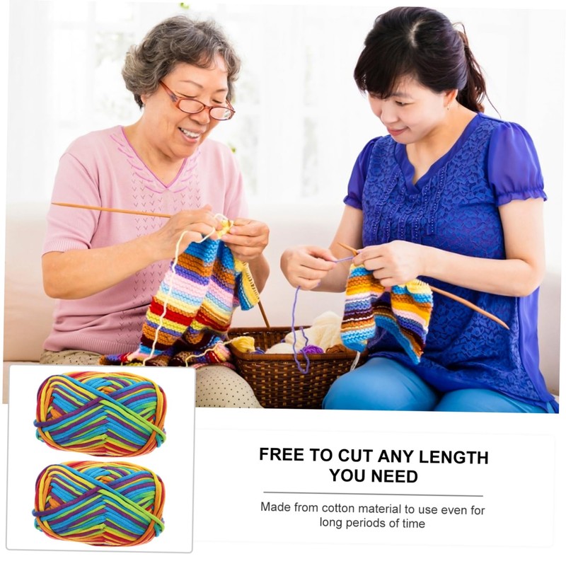TEHAUX 2pcs Multi Color Crafting Yarns Durable DIY Knitting Supply