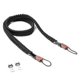 C-Rope Kameragurt THE TRAVELER handgeflochten aus Paracord, Schultergurt mit Schnellverschluss, 100cm, Schwarz
