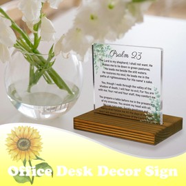 Psalm 23 Sign, Bible Verse Sign, Christian Home Decor Sign, Scripture Plaque, Faith Plaque, Acrylic Desk Decor Sign with Wood Stand - FSA071