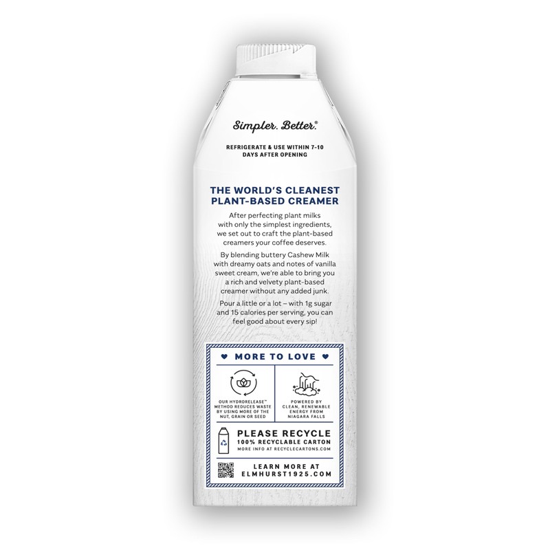 Elmhurst Milked - Sweet Cream Cashew Creamer 25.4 Ounce (Pack