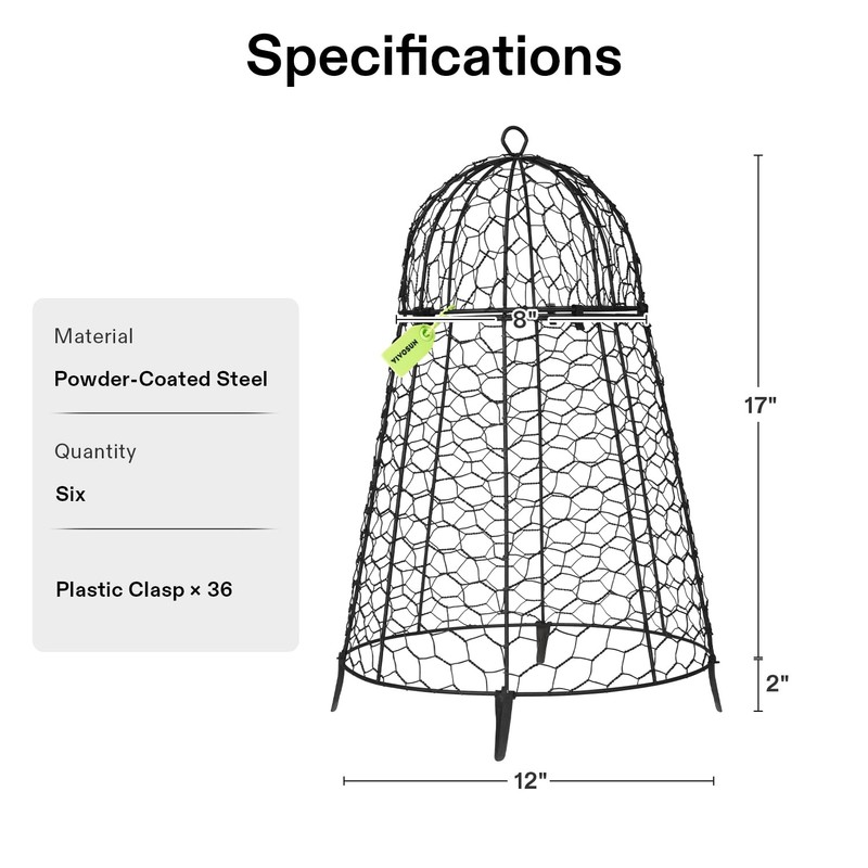 VIVOSUN Garden Cloches for Plants, Rustproof Chicken Wire Cloches with