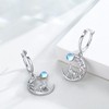 Wolf Earrings for Women S925 Sterling Silver Moonstone Celtic Wolf