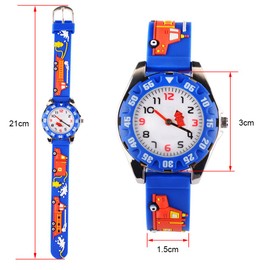 Venhoo Kids Watches 3D Cute Cartoon Digital Waterproof Silicone Children Wristwatches Time Teacher Gifts for 3 4 5 6 7 8 9 Years Old Age Boys-Blue