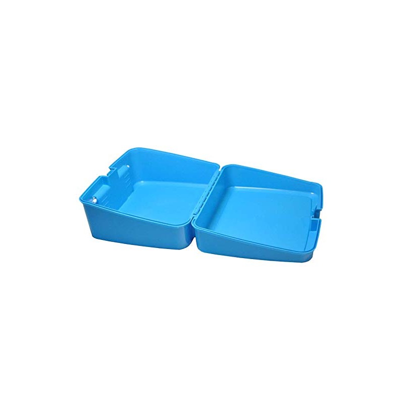 Sky Blue Plastic Lunchbox with White Handle