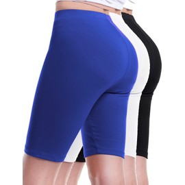 Design by Olivia Paquete de pantalones cortos básicos de algodón sólido para mujer, Paquete de 3 - Negro/Blanco/Royal, M